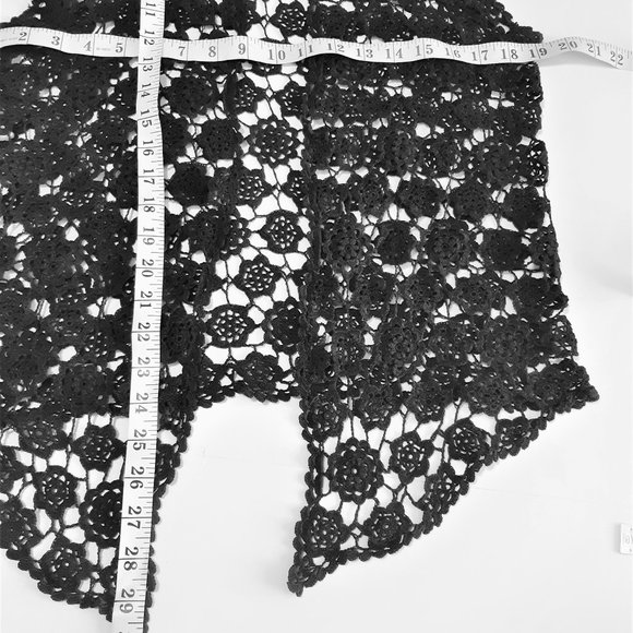 Floral Crochet Knit Boho  Black Vest - Picture 10 of 13